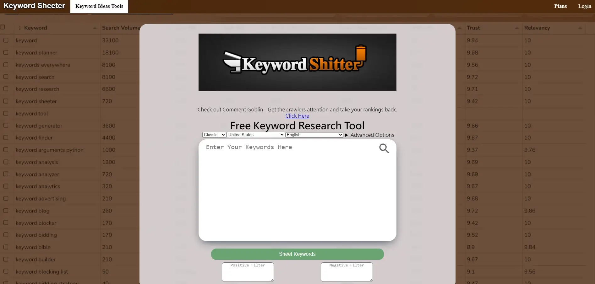 Keyword Sheeter